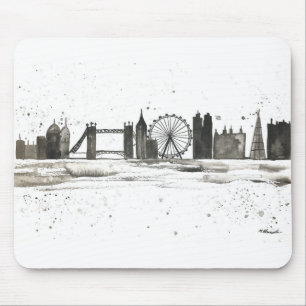 London skyline watercolour mouse mat