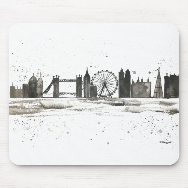 London skyline watercolour mouse mat (Front)