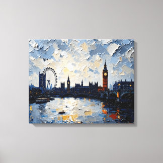 London Skyline Wrapped Canvas | Impasto Oil Paint