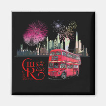 London skyscape Red Bus Coronation 2023 Fireworks