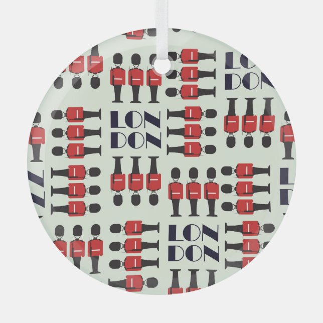 London, soldiers, seamless pattern glass tree decoration (Front)