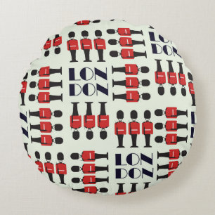 London, soldiers, seamless pattern round cushion
