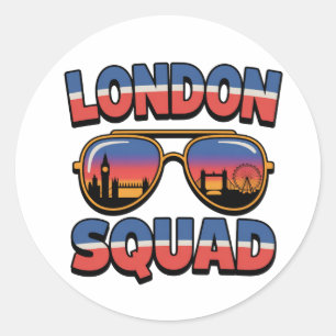 London Squad Matching Friends, Family, Girls, UK Classic Round Sticker
