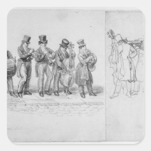 London Street Musicians, c.1820-30 Square Sticker