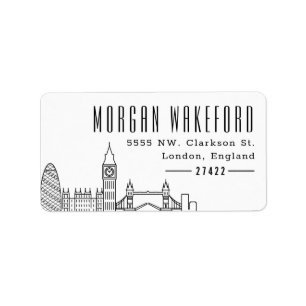 London Stylised Skyline   Large Return Address Label