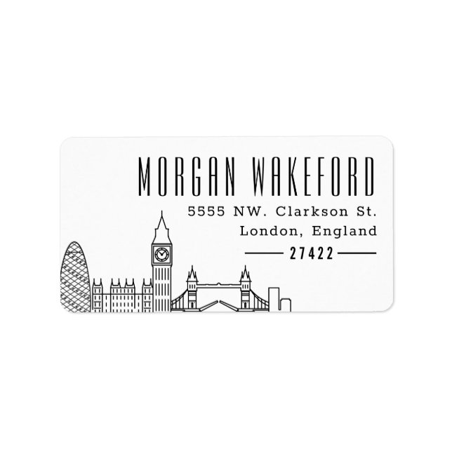 London Stylised Skyline | Large Return Address Label (Front)