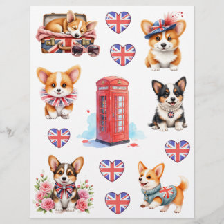 London Telephone Booth and Corgi Scrapbook Paper