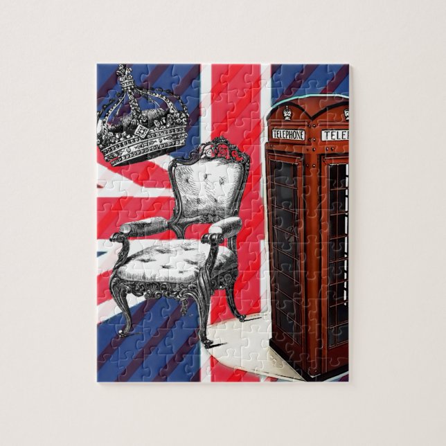 London telephone booth victorian crown union jack jigsaw puzzle (Vertical)