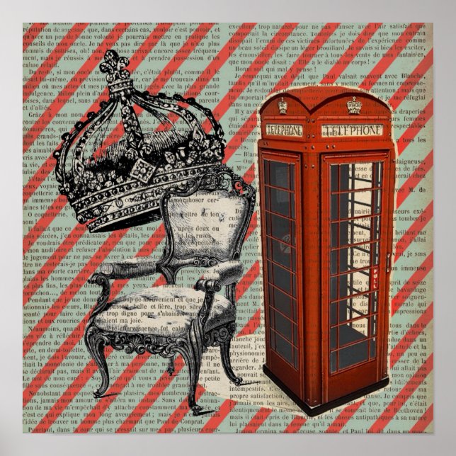 London telephone booth victorian  jubilee crown poster (Front)