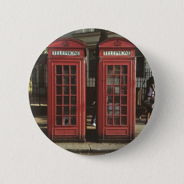 London Telephone Box 6 Cm Round Badge (Front)