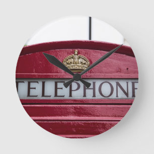 London Telephone Phone Booth Red Round Clock