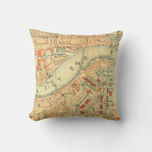 London Thames Vintage Map Cushion