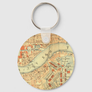 London Thames Vintage Map Key Ring