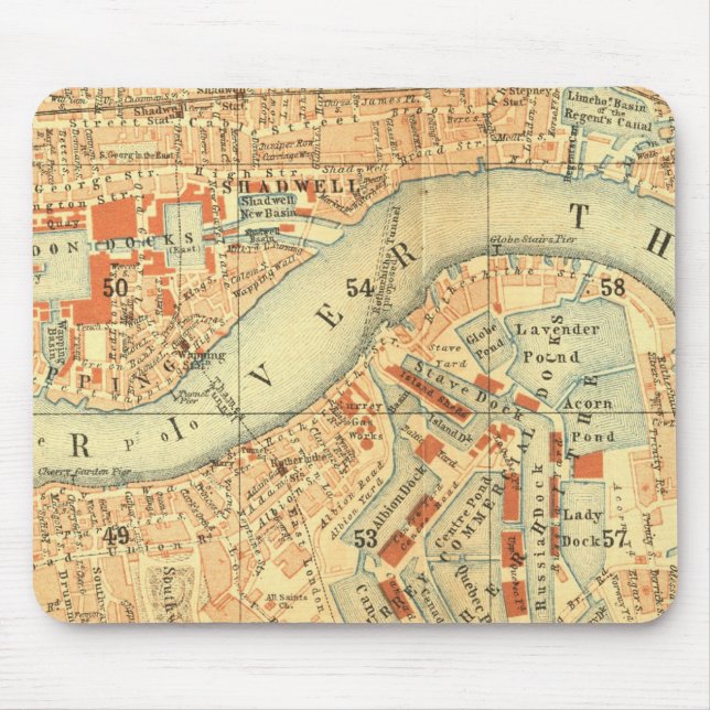 London Thames Vintage Map Mouse Mat (Front)