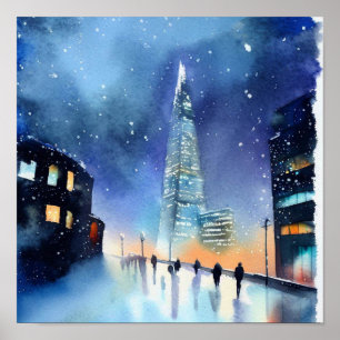 London-The Shard (B), Watercolor Poster