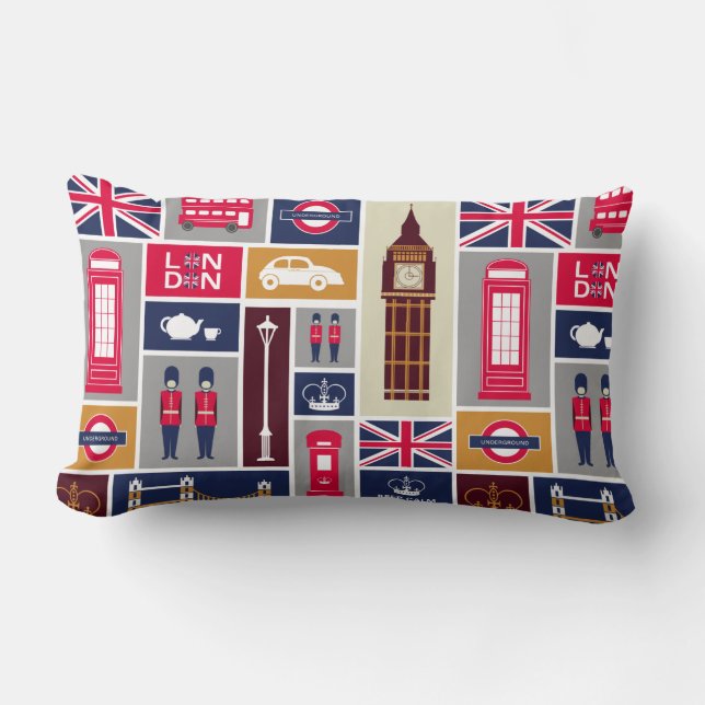 London Themed Lumbar Pillow (Front)