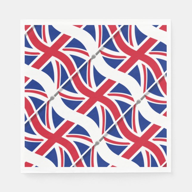 London Themed Party Union Jack Paper Napkins (Front)