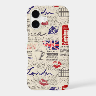 London Themed Seamless Pattern with Phone Booths