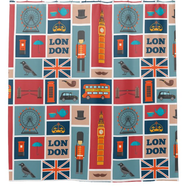 London Themed Shower Curtain (Front)
