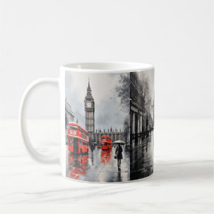 "London-Themed White Ceramic Mug – Iconic Red Bus"