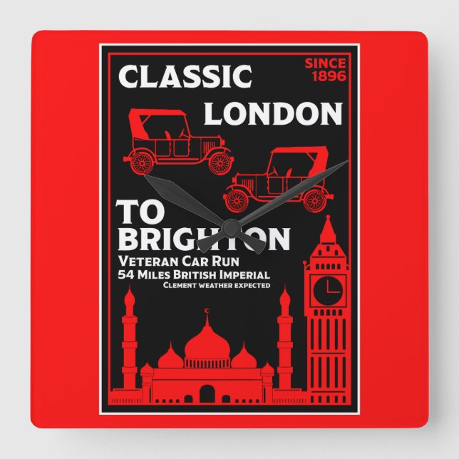 London To Brighton Veteran Car Run Square Wall Clock (Front)