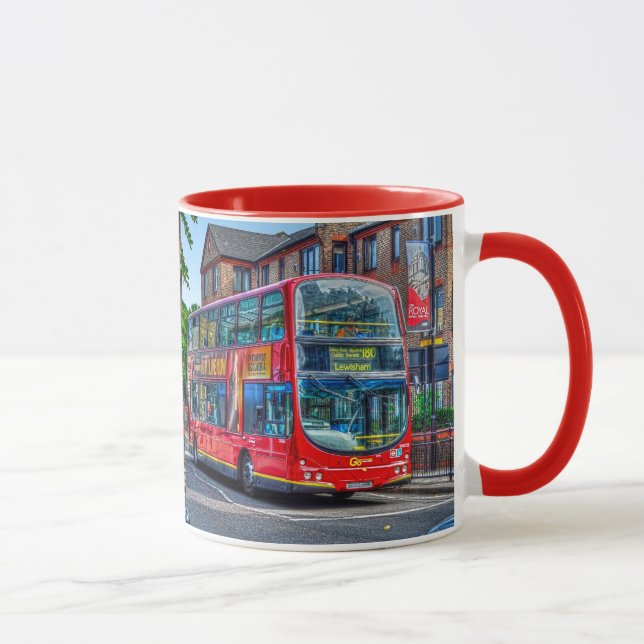 London to Lewisham Red Double-decker Bus UK Mug (Right)