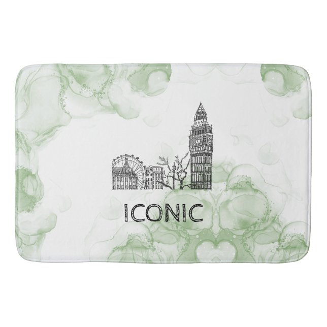 London Tone Watercolor Blanket  Bath Mat (Front)