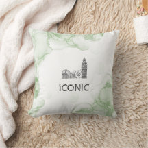 London Tone Watercolor Throw Pillow 