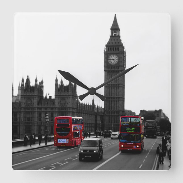 London tour Bus and Big ben wall clock (Front)