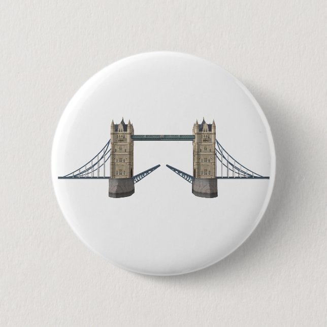 London Tower Bridge: 3D Model: 6 Cm Round Badge (Front)