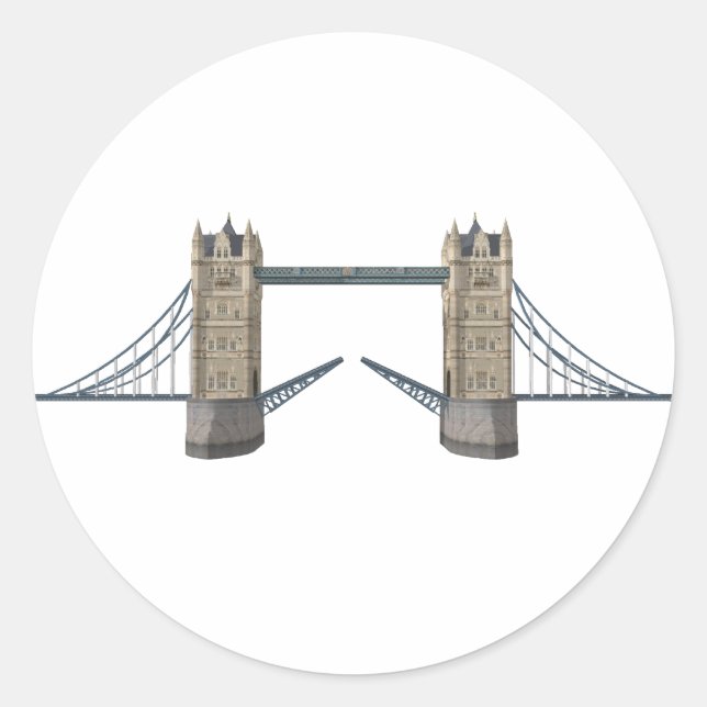 London Tower Bridge: 3D Model: Classic Round Sticker (Front)