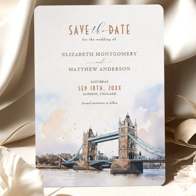 London Tower Bridge Big Ben Save the Date Invitation (Creator Uploaded)