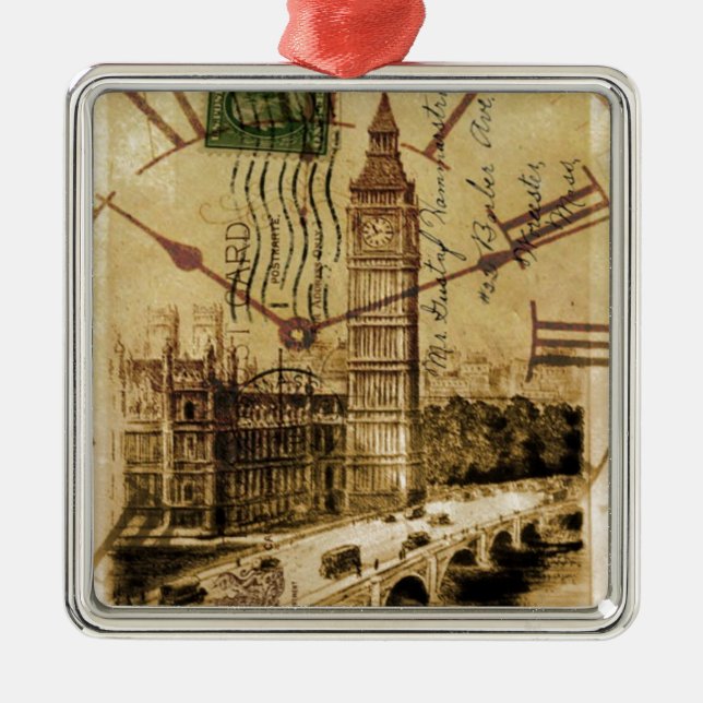 London Tower bridge clocktower big ben Metal Tree Decoration (Front)