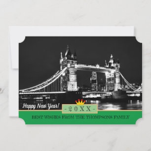 London, Tower Bridge & Happy New Year! Wishes Card