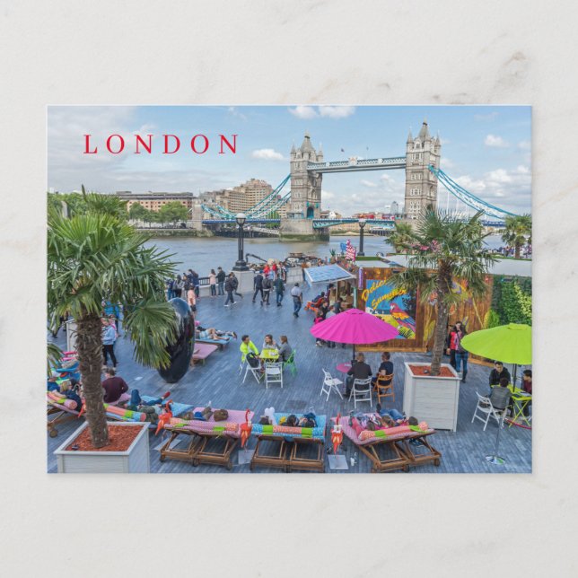 London Tower Bridge in summer view postcard (Front)