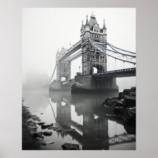 London Tower Bridge in the fog Poster