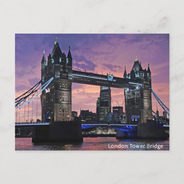 London Tower Bridge Sunset Postcard (Front)