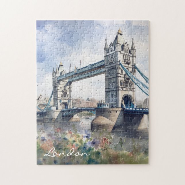  London Tower Bridge Travel Watercolor Jigsaw Puzzle (Vertical)