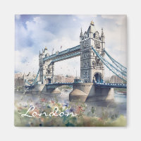 London Tower Bridge Travel Watercolor