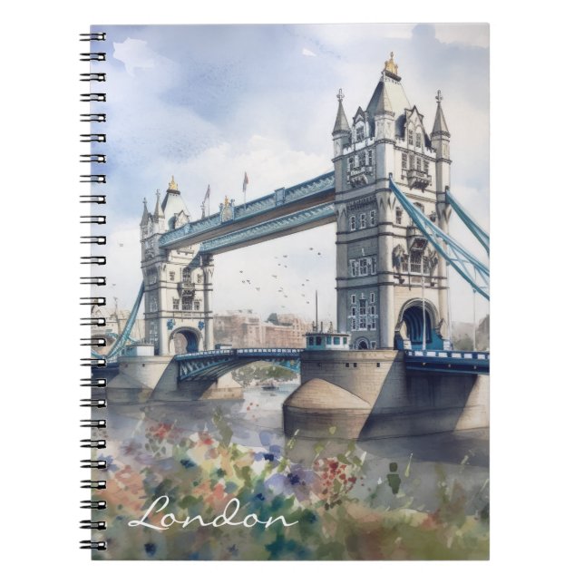  London Tower Bridge Travel Watercolor Notebook (Front)