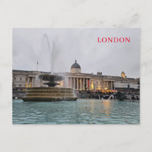 London Trafalgar Square fountain view postcard
