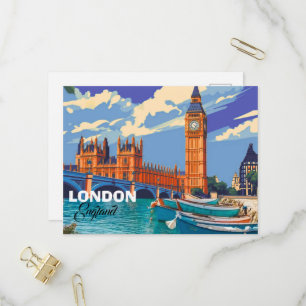 London Travel Art Postcard, London Travel Art, Eng Invitation Postcard