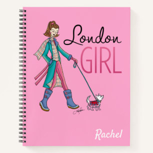 London Travel Girl Fashion Illustration Personal Notebook
