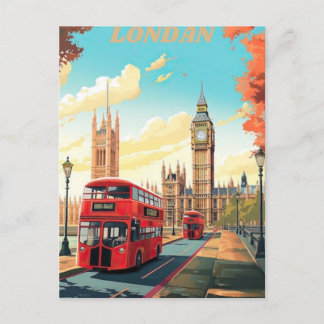 London Travel Postcard Art, London Travel Art, Eng