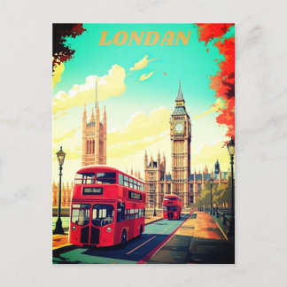 London Travel Postcard Art, London Travel Art, Eng