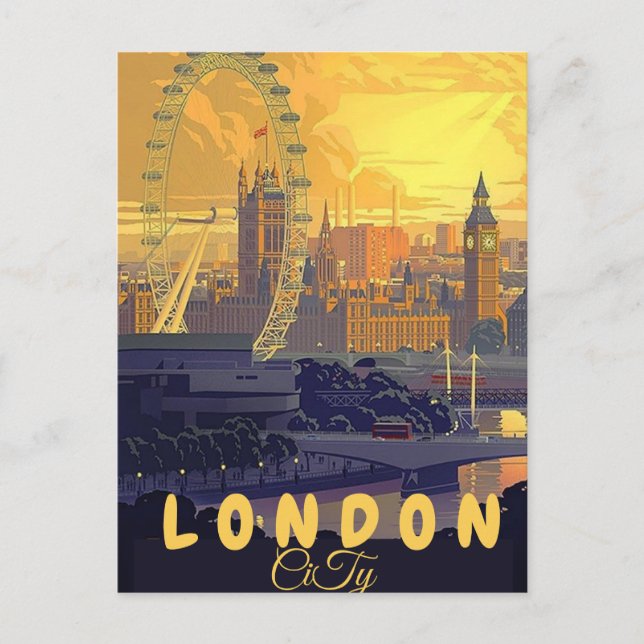 London Travel Postcard Art, London Travel Art, Eng (Front)