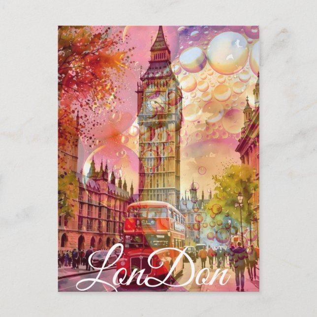 London Travel Postcard Art, London Travel Art, Eng (Front)