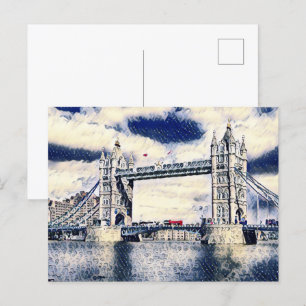 London Travel Vacation Watercolor Art Postcard
