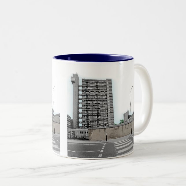 LONDON TRELLICK TOWER: URBAN ARCHITECTURE PHOTO Two-Tone COFFEE MUG (Front Right)