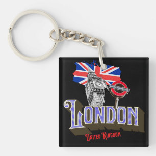 London UK, Big Ben, Underground, Union Jack Key Ring